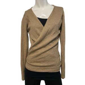 Venezia Women's Sweater Size Medium 100% Cashmere Cardigan Tan EUC